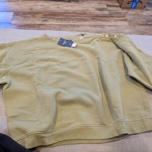 Heritage fleece cropped sweatshirt with buttons Olive
